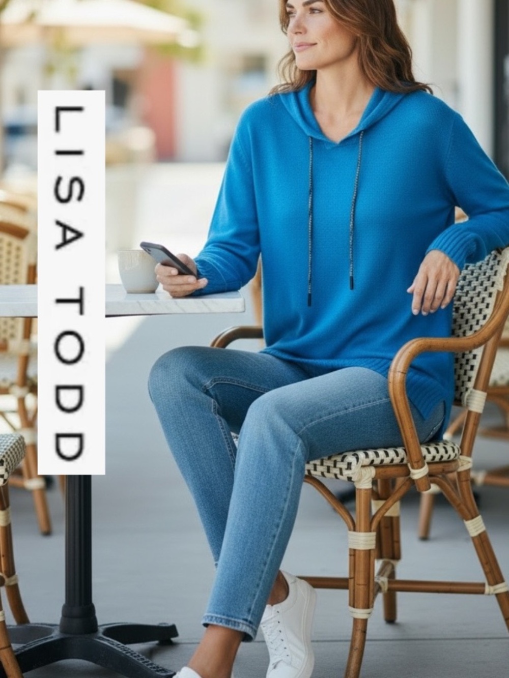 Lisa Todd Neon Light blue hooded sweater, M, CB2642